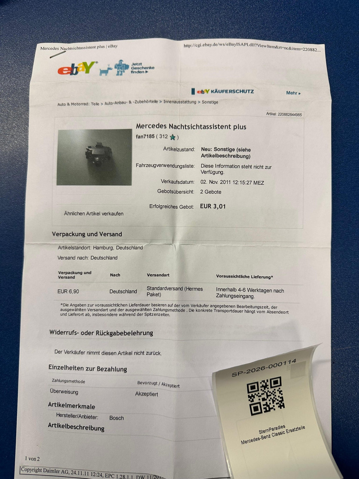 ⭐ Original Mercedes Nachtsicht Kamera A0028209297 Bosch NEU – SP-2026-000114 – Ansicht 3